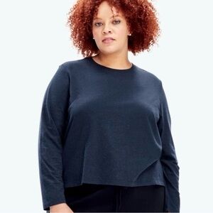 Bombas Women's Pima Cotton Donegal Long Sleeve T-Shirt in Midnight Navy Size 1X